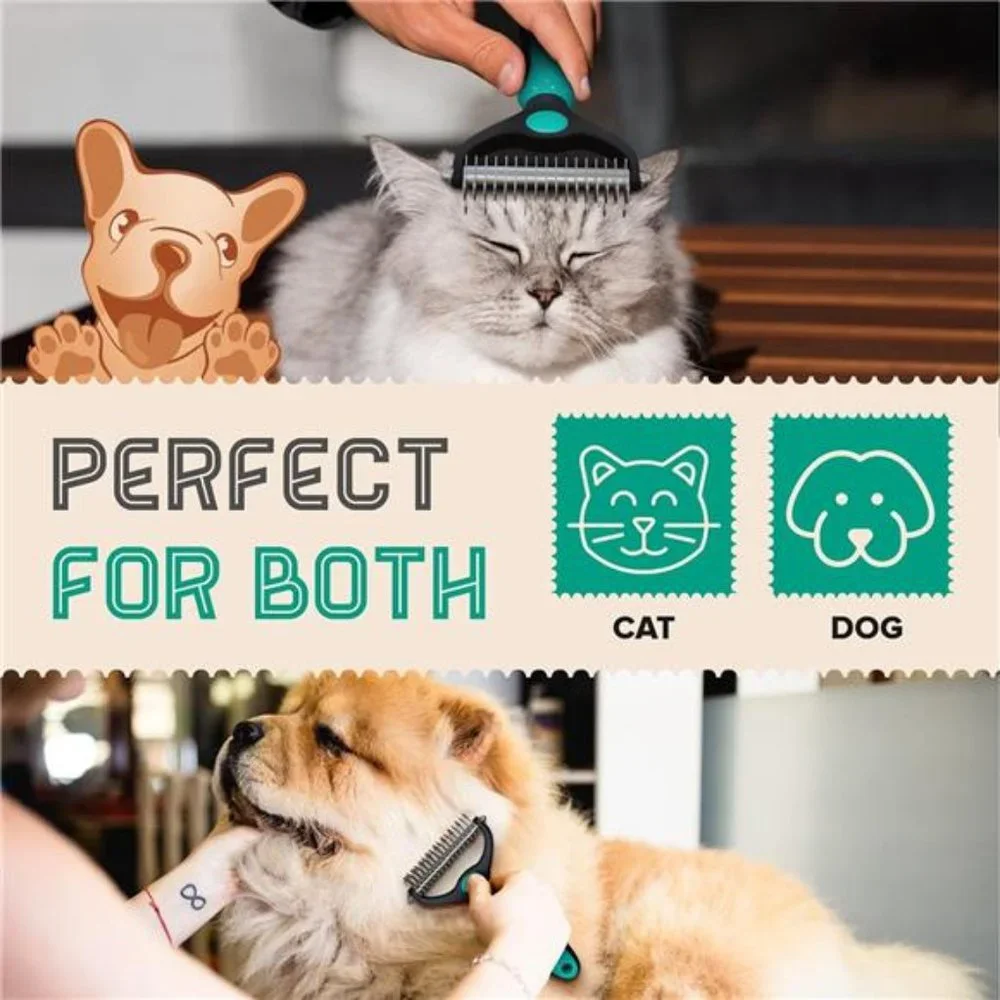 Say Goodbye to Shedding with Professional Double-Sided Undercoat Rake Dog Brush